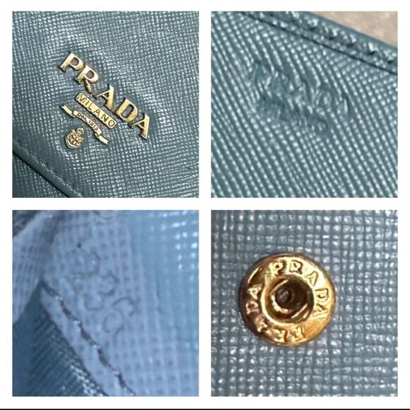 Prada Light Blue Logo Saffiano Leather Wallet on Chain - Picture 6 of 8